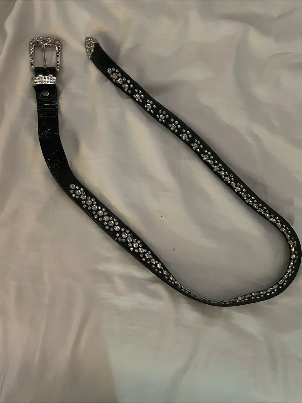Black Studded Rhinestone Women's Belt